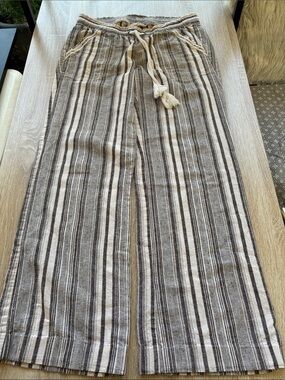 Jolt Striped Wide-Leg Drawstring Trousers in Black and White Sz 3/26W